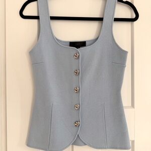 Zara Pale Blue Button-Front Knit Camisole